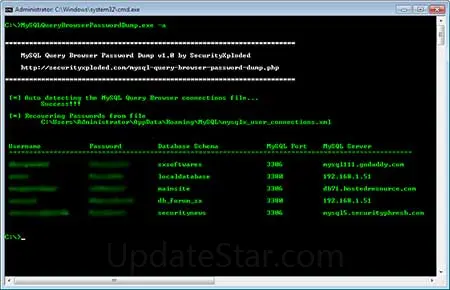 Password Dump for MySQL Query Browser 2.0