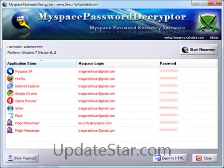 Password Decryptor for Myspace 5.0