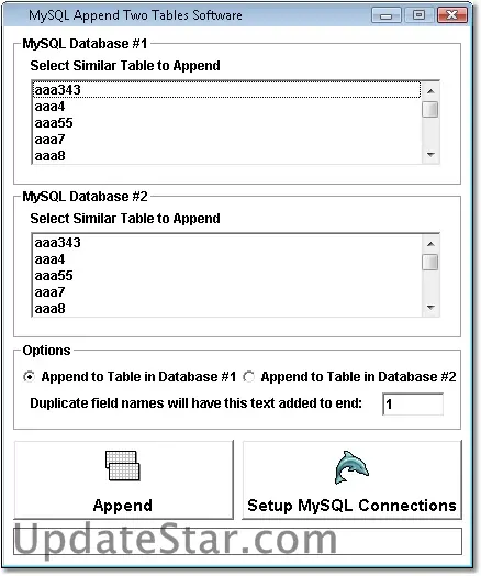 MySQL Append Two Tables Software 7.0
