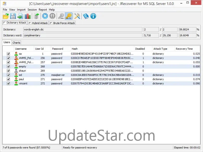JRecoverer for MS SQL Server Passwords 1.4.1