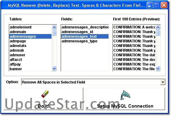 MySQL Remove (Delete, Replace) Text, Spaces & Characters From Fields Software 7.0