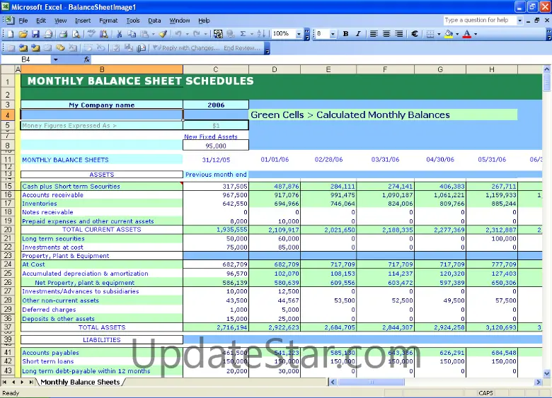 Instant Balance Sheets Excel Templates 1.0