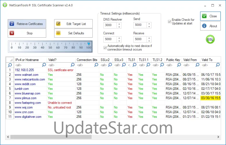 NetScanTools SSL Certificate Scanner 2.72