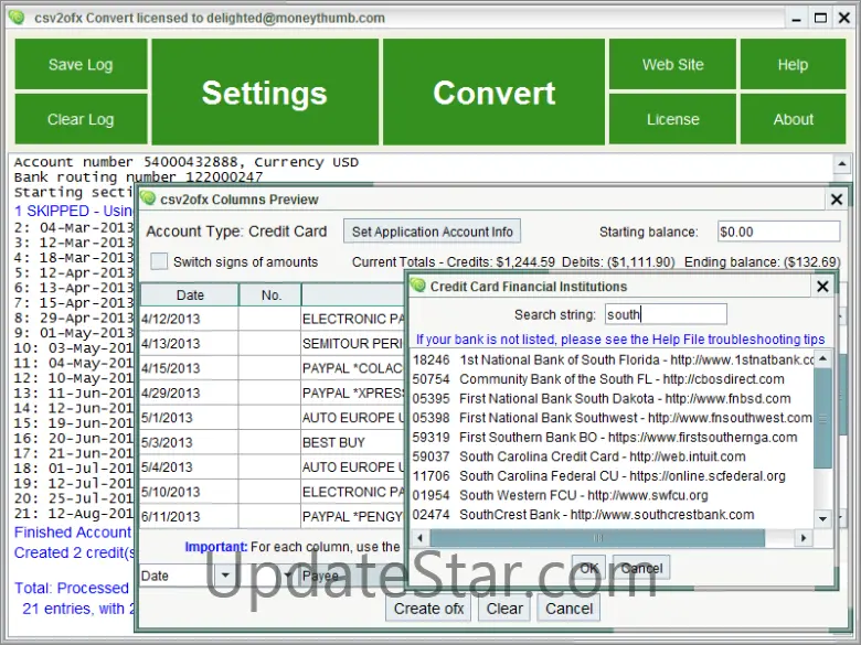 CSV2OFX Convert 10.2.13