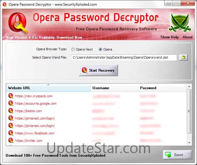 Password Decryptor for Opera Browser 6.0