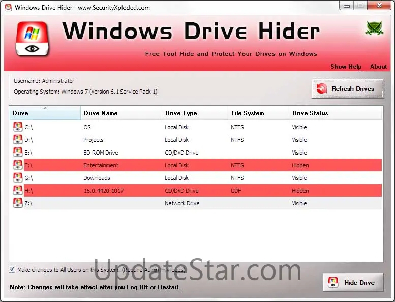 WindowsDriveHider 4.0