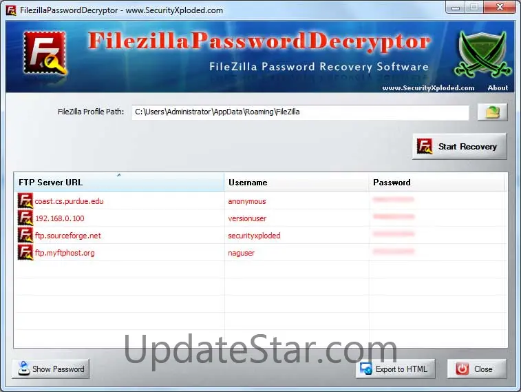 Password Decryptor for Filezilla 6.0