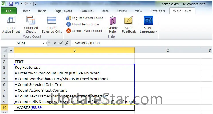 Excel Word Count 2.0