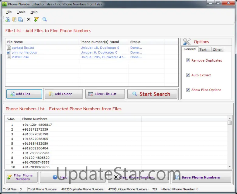 Phone Number Extractor Files Software 3.6.2