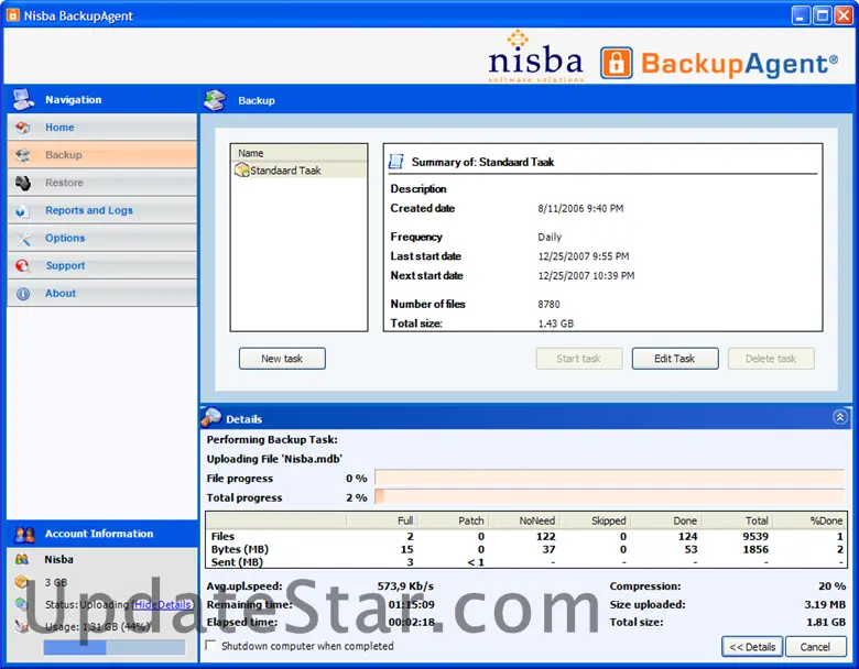Nisba BackupAgent 1.000mb data storage subscription[12 months] 3.13.1.1