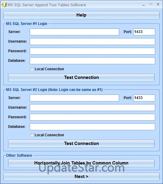 MS SQL Server Append Two Tables Software 7.0