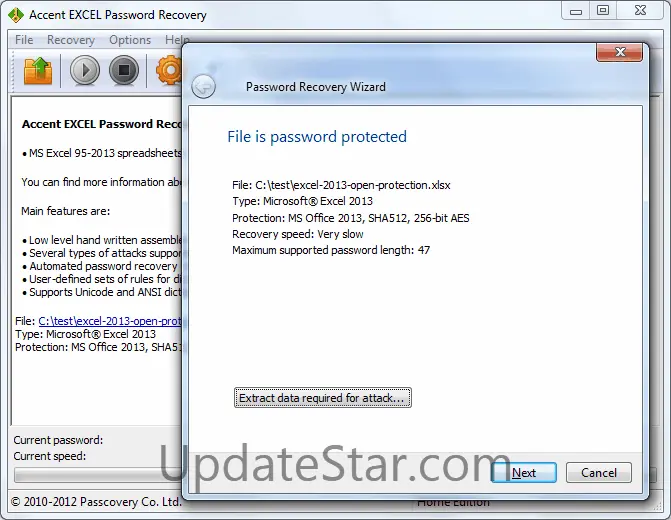 Accent EXCEL Password Recovery 23.03