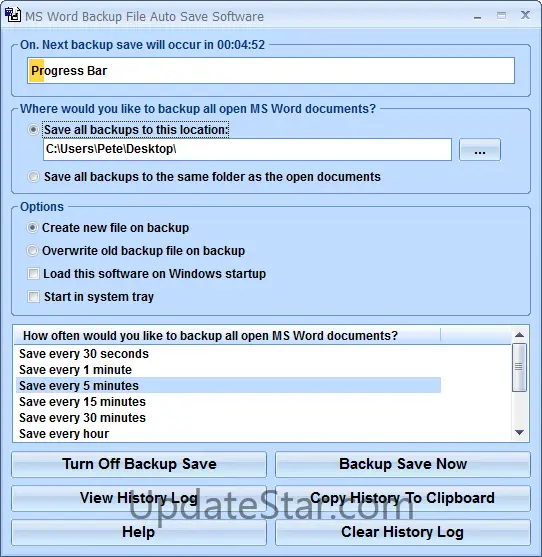 MS Word Backup File Auto Save Software 7.0
