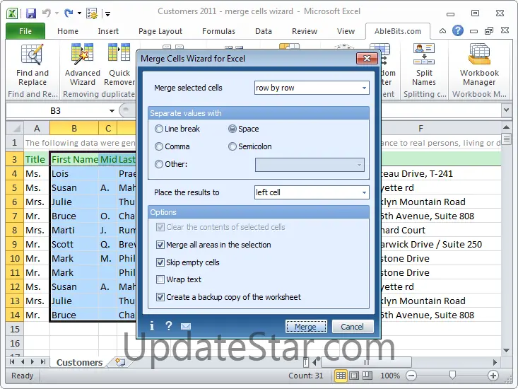 Merge Cells Wizard for Excel 2018.3