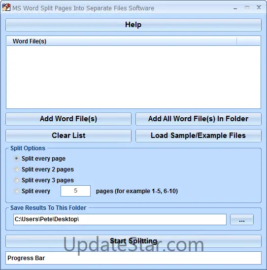 MS Word Split (Divide, Save) Pages Into Separate Files Software 7.0