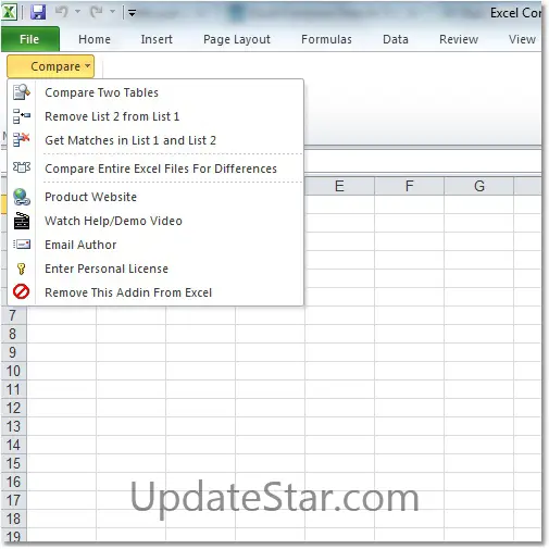 Excel Compare Data in Two Tables Software 7.0