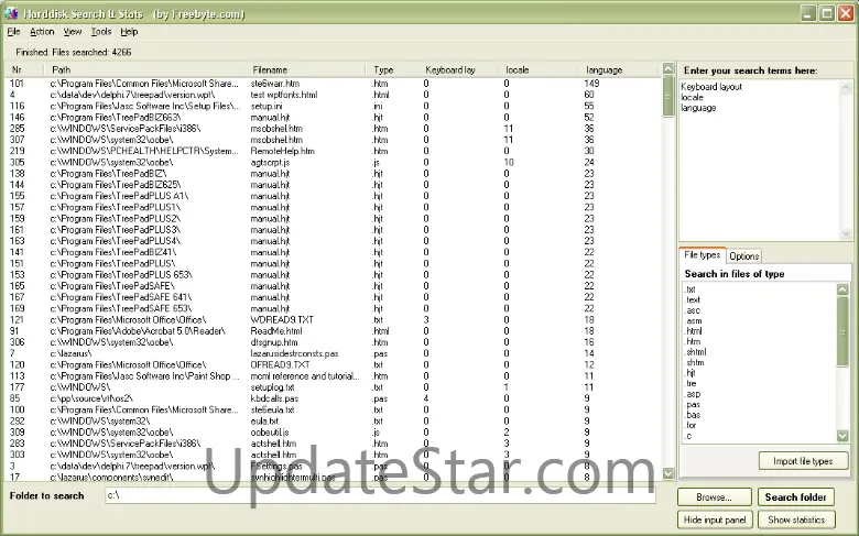 Harddisk Search and Stats 2.2