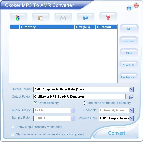 Okoker Mp3 to AMR Converter 5.8