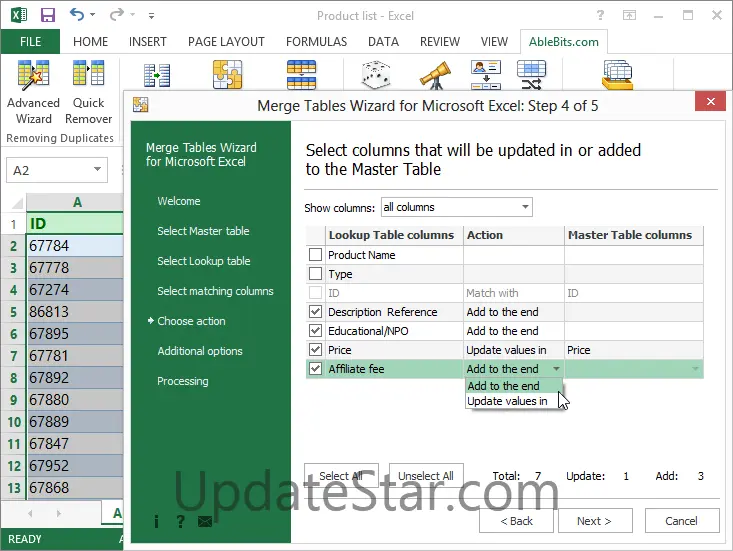 Merge Tables Wizard for Microsoft Excel 2018.3