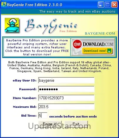 BayGenie eBay Auction Sniper Free 3.3.6.6