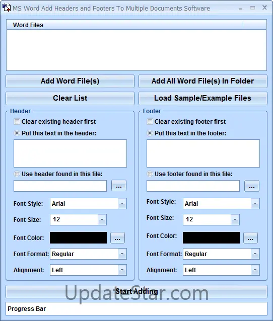 MS Word Add Headers and Footers To Multiple Documents Software 7.0