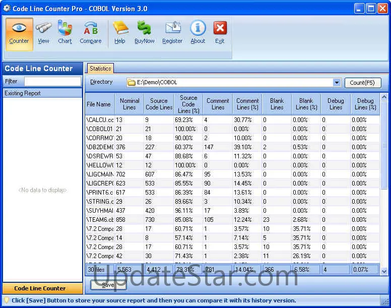 Code Line Counter Pro - COBOL Version
