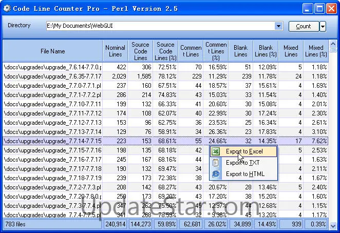 Code Line Counter Pro - Perl Version