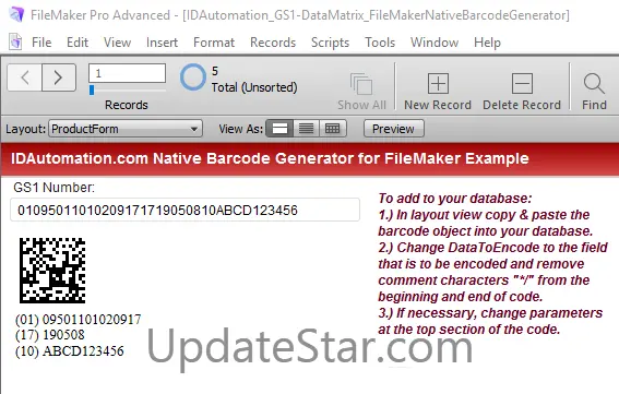 GS1 DataMatrix FileMaker Native Barcode 19.11