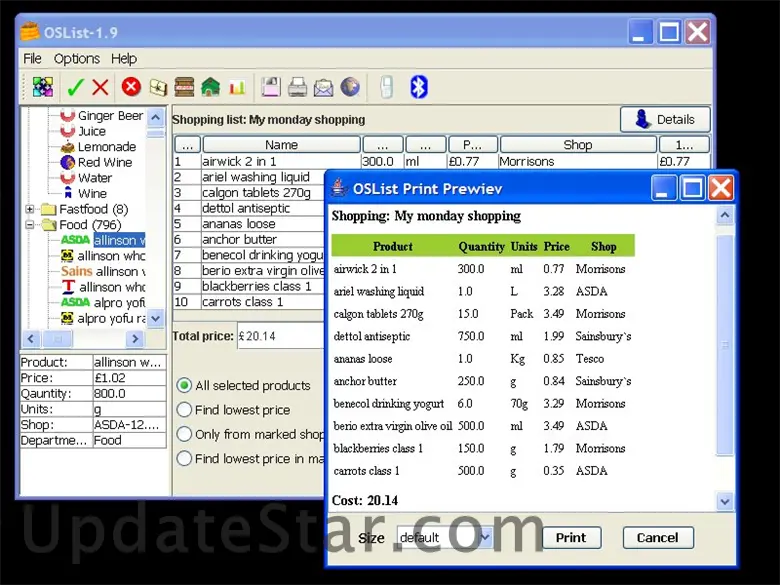 Optimal Shopping List Maker 1.9