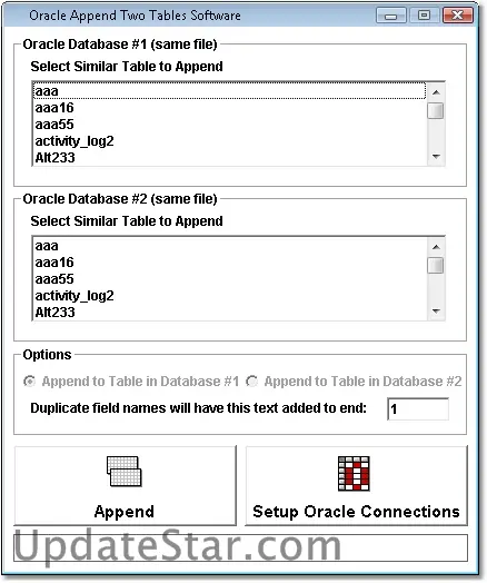Oracle Append Two Tables Software 7.0
