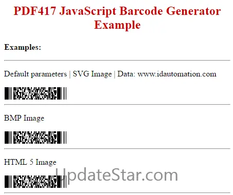 PDF417 SVG JavaScript Barcode Generator 17.1