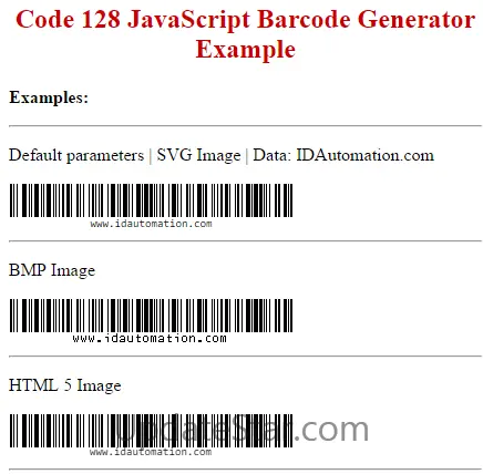 Code-128 GS1-128 JavaScript Generator 18.3