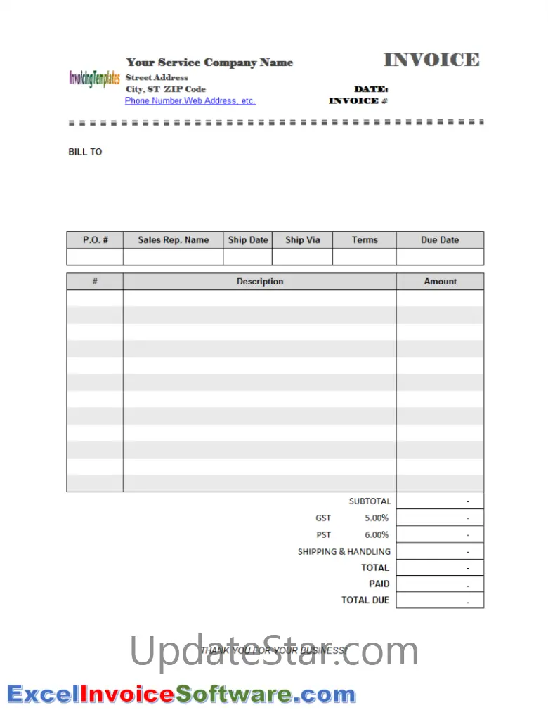 Excel Invoice Template 1.70