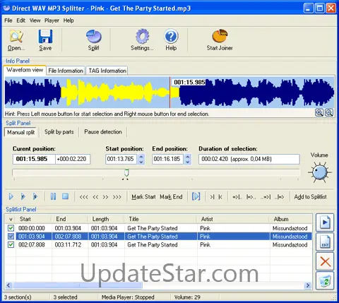 Direct WAV MP3 Splitter 3.0