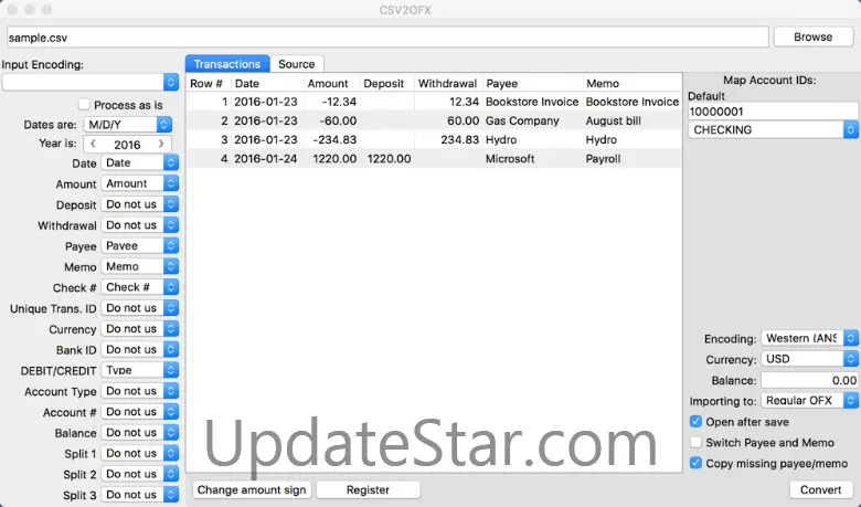 CSV2OFX for Mac 4.158