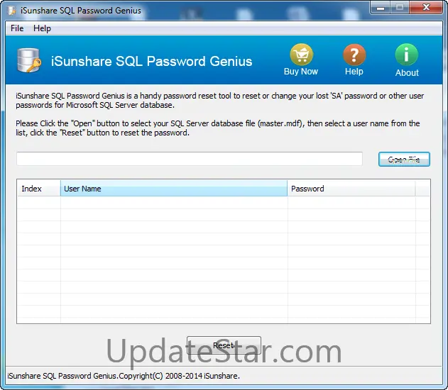 iSunshare SQL Password Genius 2.1.2.0
