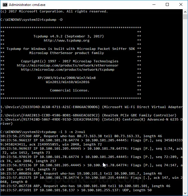 tcpdump for Windows 4.9.2
