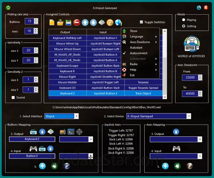 WoJ Keyboard and Mouse Emulator 1.77