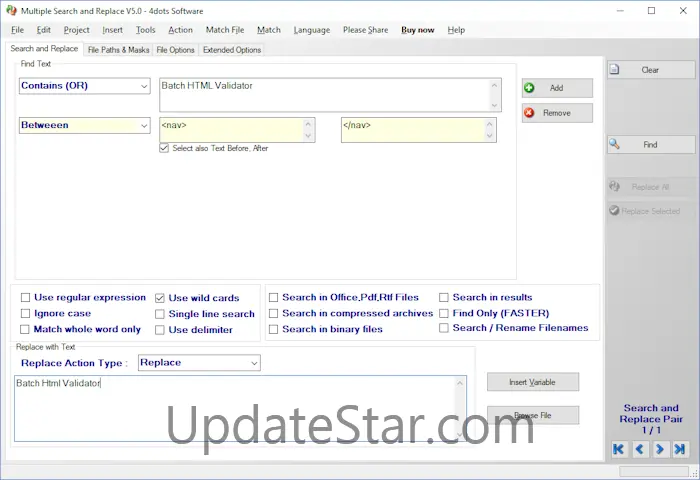 Multiple Search and Replace 6.15
