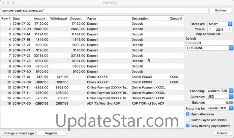 PDF2OFX for Mac 4.0.72
