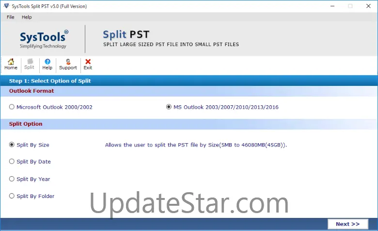 Split Outlook PST File 5.0