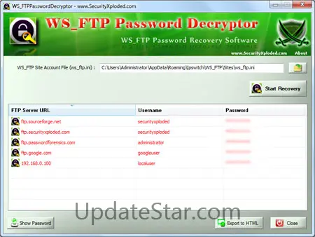 WS_FTP Password Decryptor 7.0