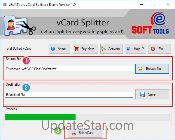 eSoftTools vCard Splitter Software 1.0