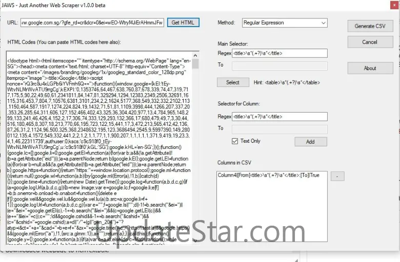 JAWS - Just Another Web Scraper 1.0