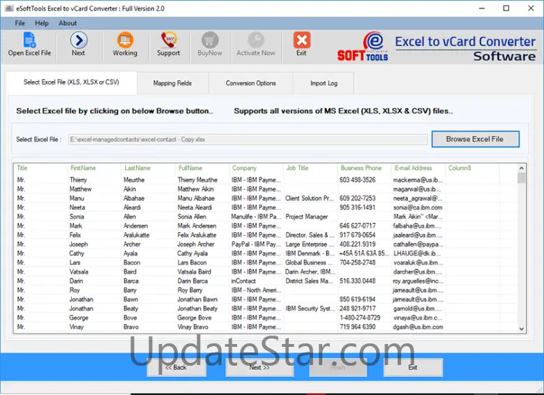 eSoftTools Excel to vCard Converter 2.0