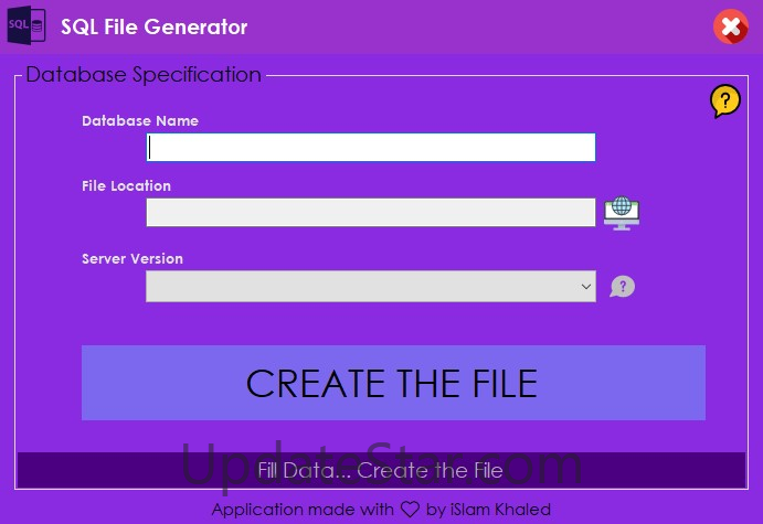 SQL File Generator 1.0