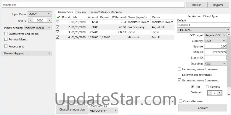 CSV2OFX for Mac 4.158