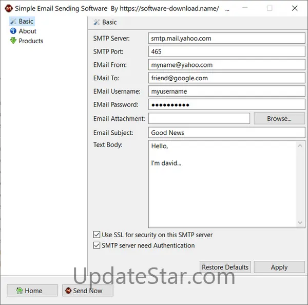 Simple Email Sending Software 20.7.25