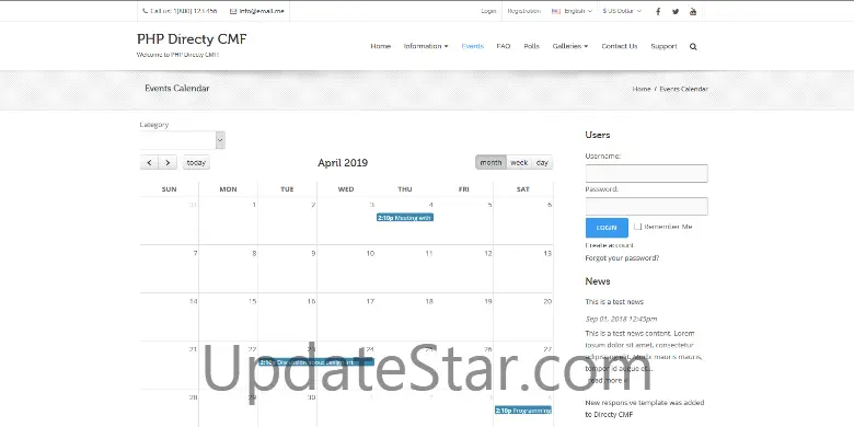 Events Module for Directy CMF 1.0