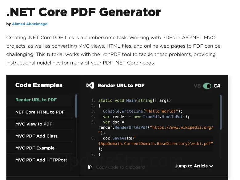 Net Core PDF Generator 2022.3.5084